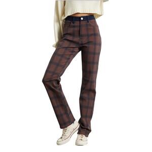 WeWoreWhat Color Block Modern Plaid Stretch Twill Icon Jeans Brown Womens 25 NWT